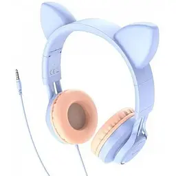 Навушники Hoco Cat ear headphones with mic W36 блакитні 6931474770417 - мініатюра 7