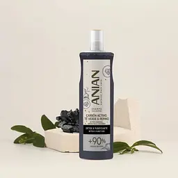 Шампунь Anian Active Charcoal, Green Tea & Cucumber для жирного волосся 400 мл - мініатюра 3