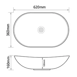 Умивальник накладний Mixxus Premium Wave-0105 Edge Black 620x360x160 мм MP6556, Білий - мініатюра 6