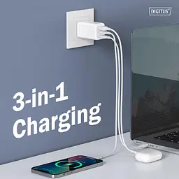 Зарядний пристрій 2xUSB-C, 1xUSB-A DIGITUS GaN 67W - мініатюра 6
