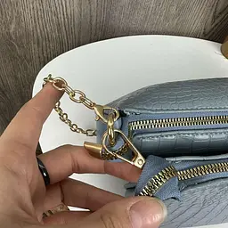 Сумка жіноча через плече крос-боді маленька з монетницею набір 3 в 1 під рептилію Блакитна - мініатюра 9