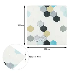 Панель стінова Sticker Wall 3D 700х700х4мм мозаїка сіро-блакитна D SW-00002014 - мініатюра 3