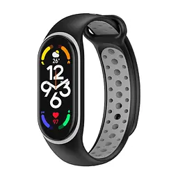 Силіконовий ремінець SPORT Xiaomi Mi Band 7/6/5 Black/Grey