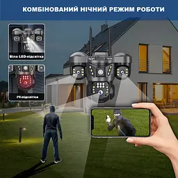 Вулична WiFi IPкамера SC29  15Мп  чорна 3 незалежних об'єктиви поворотні - мініатюра 6