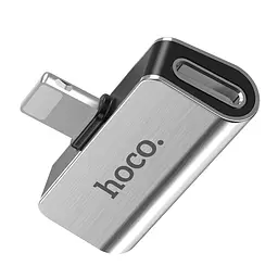 Перехідник Hoco LS24 Lightning to lightning audio/lightning Сталевий