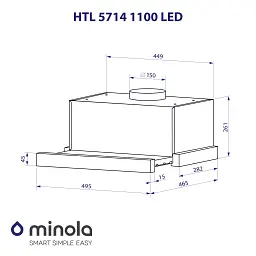 Витяжка телескопічна Minola HTL 5714 BL 1100 LED - мініатюра 12