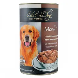 Вологий корм для собак Edel Dog 1200 г (індичка та печінка в соусі)