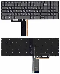 Клавіатура для ноутбука Lenovo IdeaPad 320-15ABR з підсвічуванням (Light), Black, (No Frame)