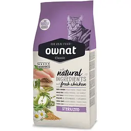 Сухий корм Ownat Classic Sterilized для стерилізованих дорослих котів, з куркою, 15 кг