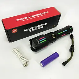 Ручний ліхтар W515-TG zoom + LCD + Type-C + PowerBank + 1х18650 (26650) 5 режимів - мініатюра 3