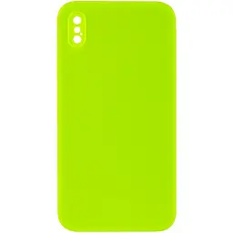 Чохол Silicone Case Square Full Camera Protective (AA) NOLOGO для Apple iPhone X / XS (5.8) Салатовий / Neon green