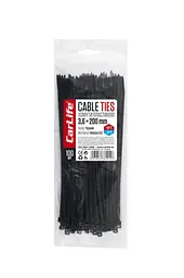 Хомути пластикові CarLife 3,6x200мм, 100 шт., чорні