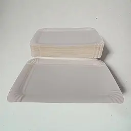 Тарілка паперова одноразова, біла 15,3×22,3 мм, прямокутна, 100 штук, для подачі закусок, гарячих страв - мініатюра 2