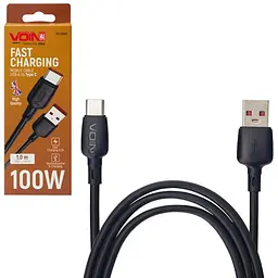 Кабель VOIN CC-1201C USB - Type C 100W 1m, Black (швидка зарядка/передача даних)