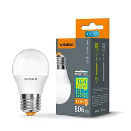 Лампочка Videx LED G45h 4.9W E27 4100K (VL-G45h-49274) - мініатюра 3