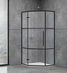 Душова кабіна Dusel DL197HBP Black Matt Paint 900x900x1900, Чорний матовий, Універсальна, прозрачний, Чорний матовий, 90x90