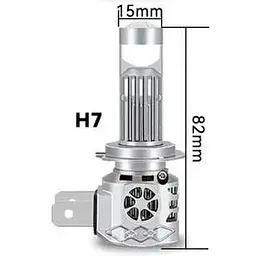 Led лампи для авто з лінзою H7, світлодіодні лампочки у фари - лід лампи н7 з лінзою - мініатюра 2