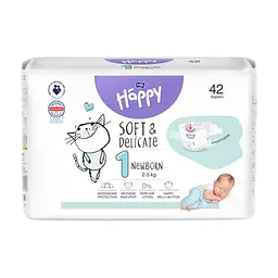 Підгузки Bella Happy Soft & Delicate Newborn 2-5 кг 42 шт (5900516605339)