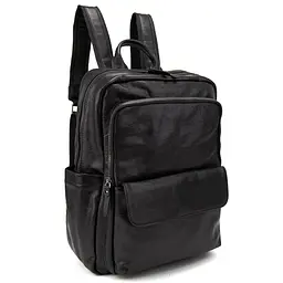 Чоловічий шкіряний рюкзак чорний Tiding Bag 2086A
