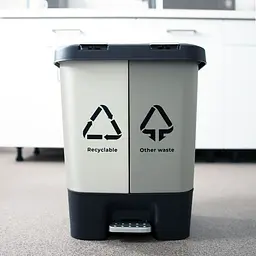 Відро для сміття MBM My Home сортувальне з кришкою та педаллю 10+10 л сіре (BIN-05 (10+10L) LIGHT GRAY/GRAY) - мініатюра 6