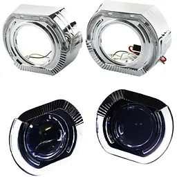 LED Маска Ангельські очі 3" D76 мм 12V 6000K BMW Білий Світло Хром Sport-L 2 шт.