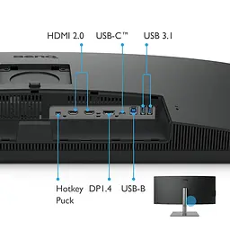 TFT 34" BenQ PD3420Q, IPS, WQHD, 2 x HDMI, DP, USB-C, USB-hub, HAS, колонки, темно-сірий - мініатюра 9