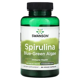 Спіруліна синьо-зелені водорості Spirulina Blue-Green Algae 500 мг - 90 вег. капсул