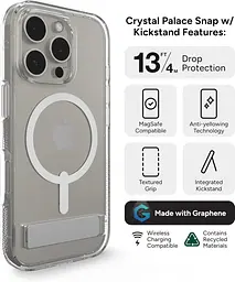 Чохол протиударний для iPhone 16 Pro Max ZAGG Gear4 Crystal Palace Clear Case MagSafe (6.9") Прозорий із підставкою - мініатюра 5