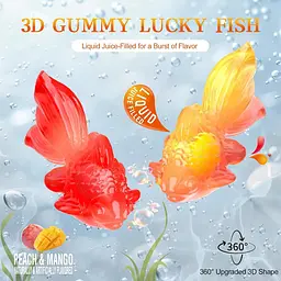 Жувальні цукерки Amos 4D Fruit Gummies Lucky Fish Peach Mango Flavour 112г - мініатюра 3