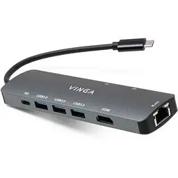Концентратор Vinga USB-C 3.1 to HDMI+RJ45_1Gbps+3xUSB3.0+SD/TF+PD100W (VHYC8)