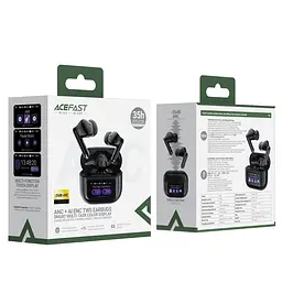 Бездротові навушники Acefast W6 smart screen active noise cancelling true wireless earbuds Black (6974316285687) - мініатюра 2