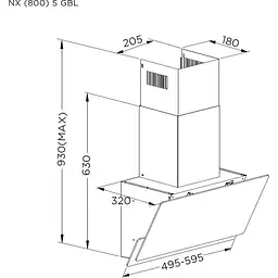 Витяжка похила Pyramida NX 50 [800] S GBL [142796] - мініатюра 6