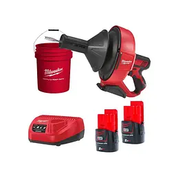 Акумуляторна машина для прочищення MILWAUKEE, M12 BDC6-202C, трос 6м (зарядний пристрій С12 С , 2 акумулятори М12 В2 2Аг, відро, карт