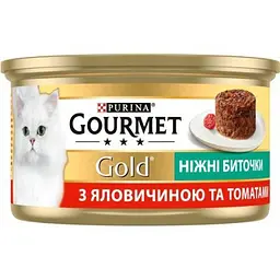 Вологий корм для кішок Purina Gourmet Gold. Ніжні биточки з яловичиною і томатами 85 г (7613035442474) - мініатюра 2