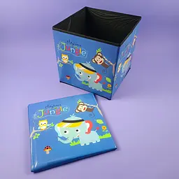Коробка складна корзина для зберігання речей іграшок Stenson 31*31*31см R89687 синій слоник - мініатюра 2