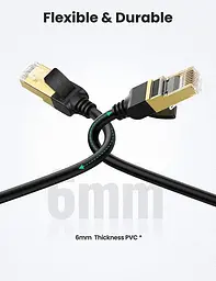 Патч корд Ugreen мережевий кабель Ethernet RJ45 Cat 7 10 Гбіт/с 600 МГц 2м Black (NW106) - мініатюра 7