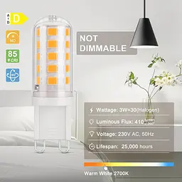 Комплект LED ламп DiCUNO G9 3 Вт, тепле біле світло - мініатюра 2