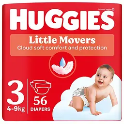 Підгузки Huggies Little Movers 3 (4-9 кг) Jumbo 56 шт (5029053567570)