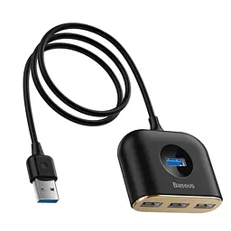 USB-Хаб Baseus Square Round USB to USB 3.0 + 3USB 2.0 (1m) black (CAHUB-AY01) - мініатюра 7