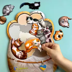 Дерев'яний пазл-вкладиш Котики-муркотики Ubumblebees 1х23х32 см det0012686 - мініатюра 4