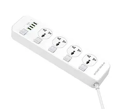 Мережевий фільтр-подовжувач ProLogix Premium PRSC4408W, 4 розетки, 4 USB, вимикачі, 2 м - мініатюра 2