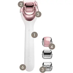 Електронний ролик для обличчя з мікроголками GESKE MicroNeedle Face Roller 9 в 1 пудровий - мініатюра 4