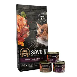 Набір Savory сухий корм для стерилізованих котів 2кг + консерви 3*200г - мініатюра 4