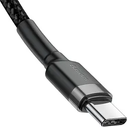 Кабель Baseus Cafule Type-C to Type-C PD2.0 60W (20V 3A) 1m grey black (CATKLF-GG1) - мініатюра 3
