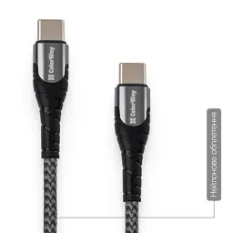 Дата кабель USB-C to USB-C 2.0m PD Fast Charging 65W 3A grey ColorWay (CW-CBPDCC039-GR) - мініатюра 9