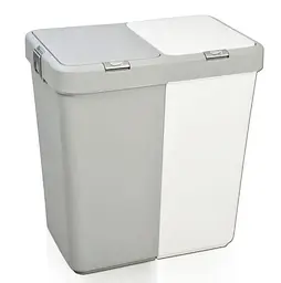 Кошик для білизни Motek подвійний білий/сірий 40+40 л (MT-09)