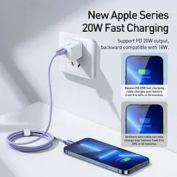 Кабель Baseus Crystal Shine Series Fast Charging Data Cable Type-C to iP 20W 1.2m CAJY000205 Purple - мініатюра 5