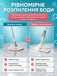 Швабра розумна з розпилювачем води для сухого і вологого прибирання, бежева (55012821) - мініатюра 8