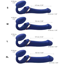 Безремневий вібрострапон Strap-On-Me Multi Orgasm Blue L регульований із вакуумною стимуляцією - мініатюра 6