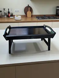 Складаний кавовий столик для сніданку в ліжко чорний 42×28×17 см №3 - мініатюра 2